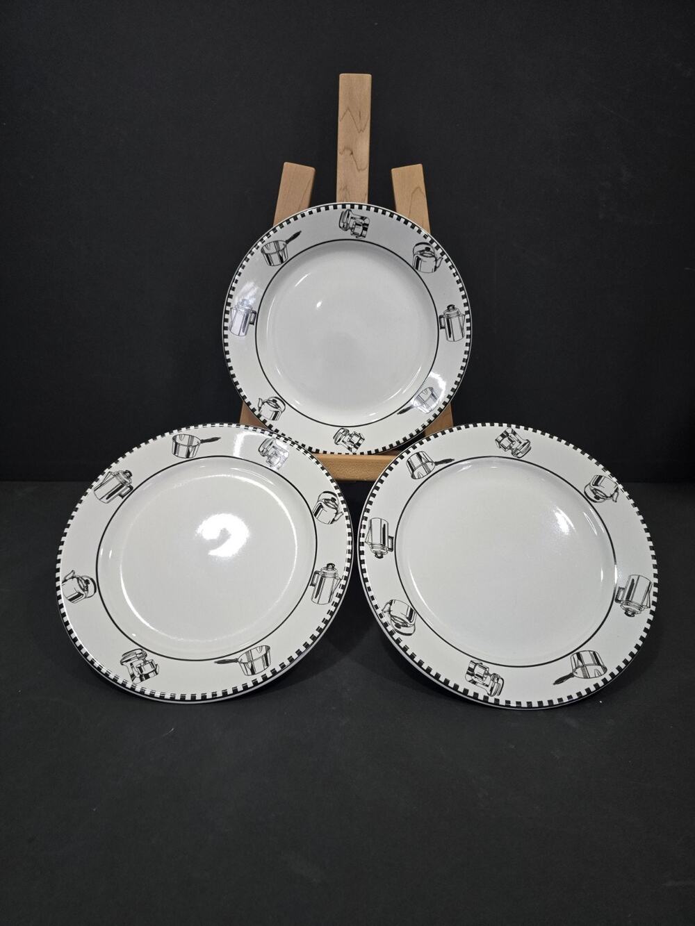 3-ONEIDA Crown Rego Appliance fine porcelain china White/black Vintage -Salad